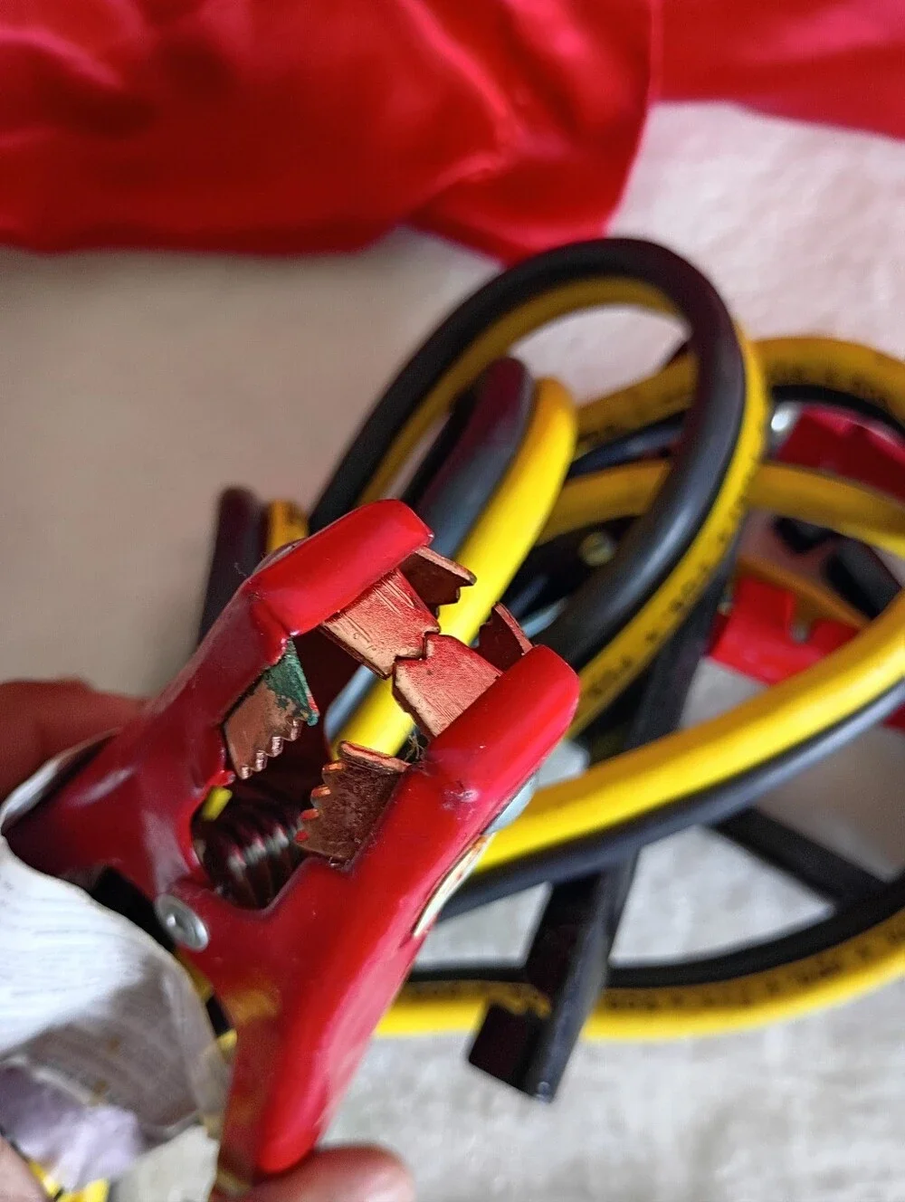 Universal Red and Black Jump Start Battery Cables with Yellow Insulated Leads